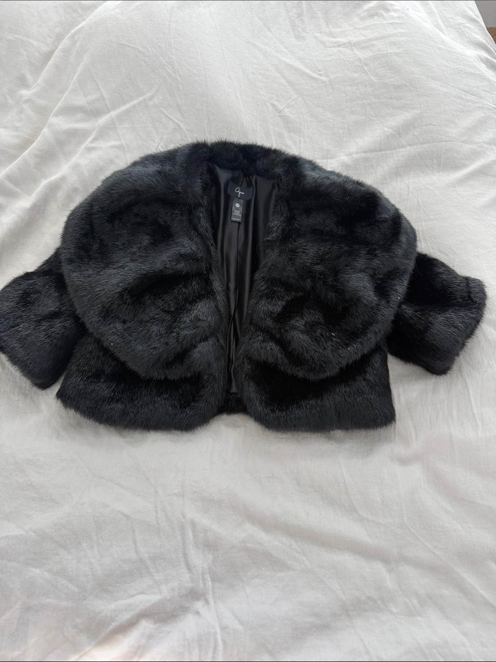 Aqua Black Faux Fur Cape Jacket for Women’s